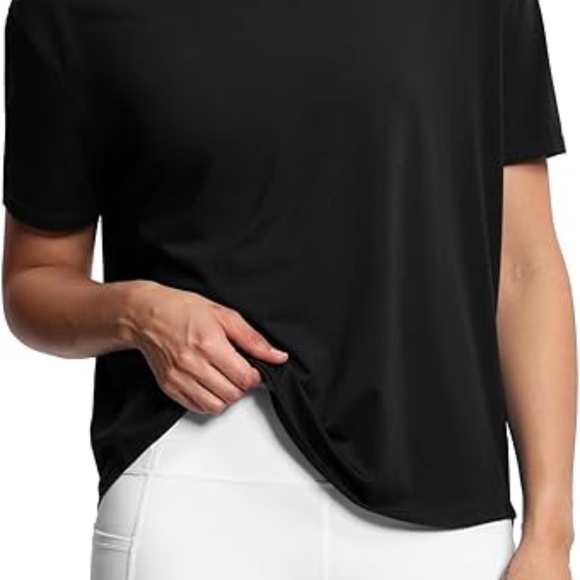 NWT THE GYM PEOPLE Women's Short Sleeve Workout Loose Fit Tee Black Medium - Picture 2 of 9